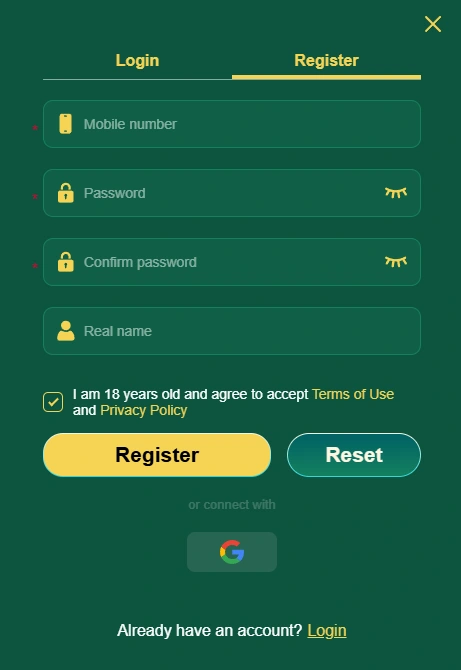 Register BDGAMES